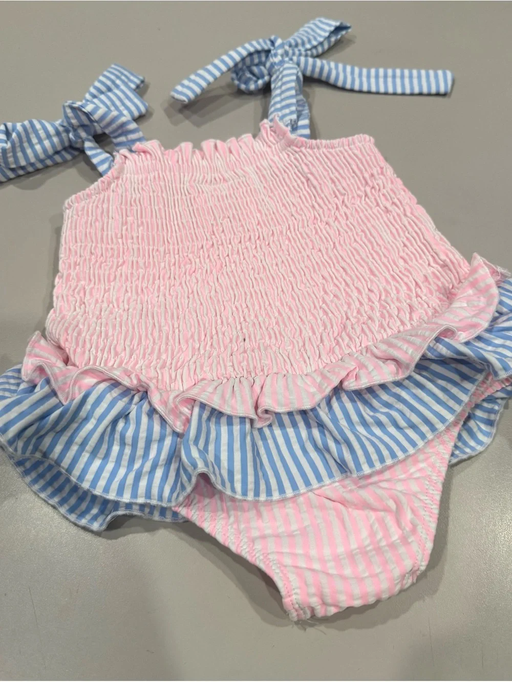 Classical Whimsey Pink & Blue Ruffle Swimsuit - 2T  Like new!